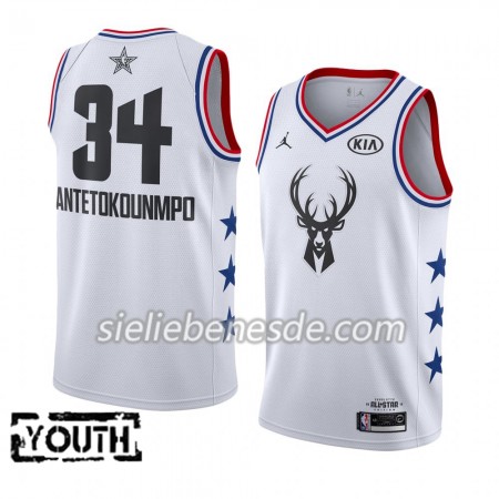 Kinder NBA Milwaukee Bucks Trikot Giannis Antetokounmpo 34 2019 All-Star Jordan Brand Weiß Swingman